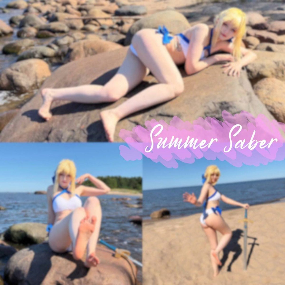 pipopipocos's tweet photo. Summer time~
Whole set is available on Kofi! 
#saber #fate #cosplay #fgo https://t.co/kVFWOuA2TG