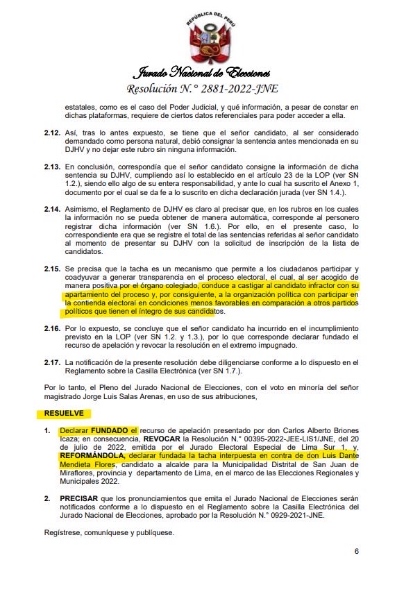 wilbermedinab's tweet photo. 🚨A propósito de la renuncia del Dr #LuisRubio a su candidatura al cargo de alcalde de @MuniLima NO afecta a la lista de regidores que siguen en carrera, si esta lista gana por defecto @rlopezaliaga1 asumirá el cargo de #Alcalde por ser el 1er regidor de la lista.

Antecedente reciente: Resolución 2881-2023-JNE declaró fundada la tacha contra #LuisMendietaFlores quien postulaba a alcalde de #SanJuanDeMiraflores la lista de regidores siguió en carrera y ganó las elecciones Octubre/2022 asumiendo funciones como alcalde la 1ra regidora #DeliaCastroPichihua para el periodo 2023-2026. 👀👇