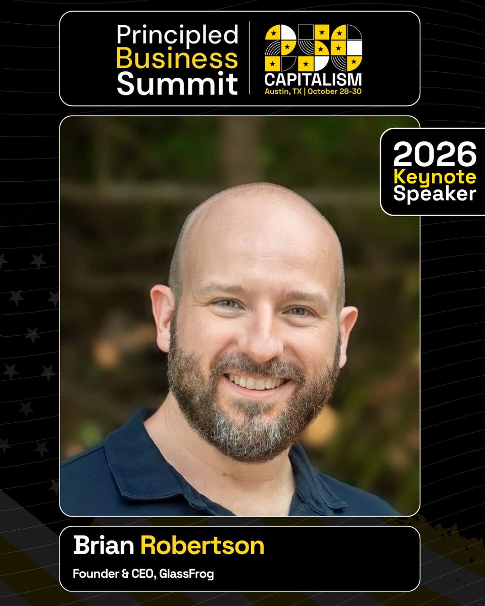 PrincipledBus's tweet photo. Introducing Brian Robertson (@h1brian), speaker at the Principled Business Austin Summit.

Creator of Holacracy and co-founder of HolacracyOne, Brian has helped organizations worldwide rethink leadership, decision-making, and team autonomy.

Learn from him in Austin.

Get your ticket: https://t.co/D5QmpPHsIH