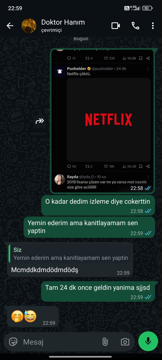 bors_kptn's tweet photo. @pusholder Eve geldiğinden beridir günde 10 saat film izliyor tatildeyim diyor netflix çökünce yanıma geldi naber diye o zaman anlamıştım bi şeylerin ters gittiğini 😅 https://t.co/XK6KSv2Hkm