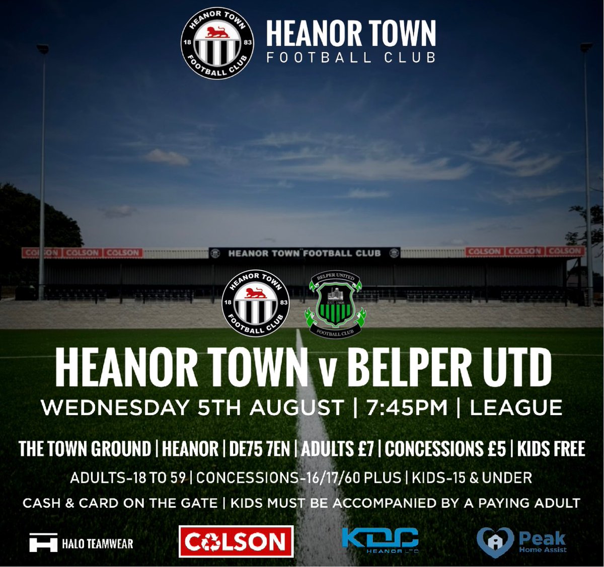 HeanorTownFC's tweet photo. 🏡WE RETURN HOME

HEANOR TOWN 
BELPER UTD

📆Wednesday
⌚️7:45pm
🏆League
🏟The Town Ground
📍DE75 7EN

🎟Adults £7
🎟Concessions £5
🎟Kids FREE

🍺Bar Open
🍔Snack Bar Open

🤝Match Sponsor
GEORGE &amp; DRAGON-BELPER https://t.co/jdHO9uLReN