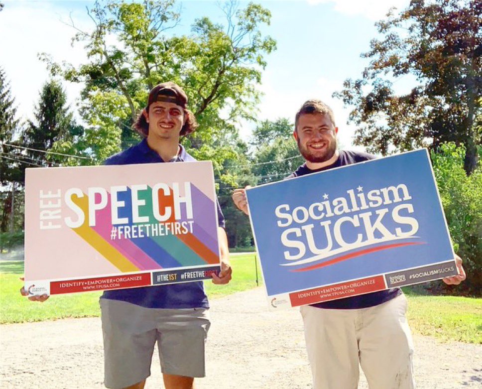 AnthonyRomano8's tweet photo. Just a reminder to everyone that @TPUSA &amp; @charliekirk11 were ALWAYS at the forefront of fighting against the rise of socialism &amp; educating @tpusastudents about the value of freedom WAY BEFORE the rise of @NYCMayor &amp; @hasanthehun 

SOCIALISM SUCKS &amp; has no place in America! https://t.co/fO1e3bcA9Y