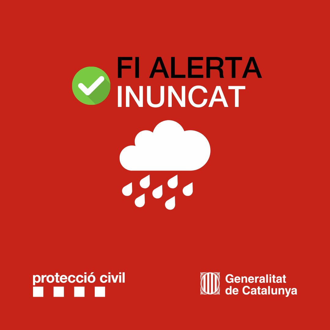 emergenciescat's tweet photo. #ProteccióCivil desactiva l'alerta del pla #INUNCAT sense incidències destacades

✔️ Els @bomberscat han rebut una desena d'avisos relacionats amb el pas de les tempestes

Més ℹ️ https://t.co/D0hOneXk8z https://t.co/sMQ7YA4JFM