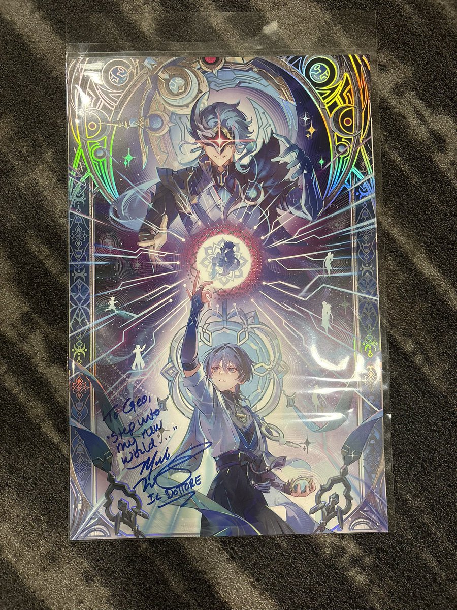 regratorr's tweet photo. another fatui harbinger #win now i need mr pedraza to sign it too.. eventually https://t.co/JTZXjHi6Qj