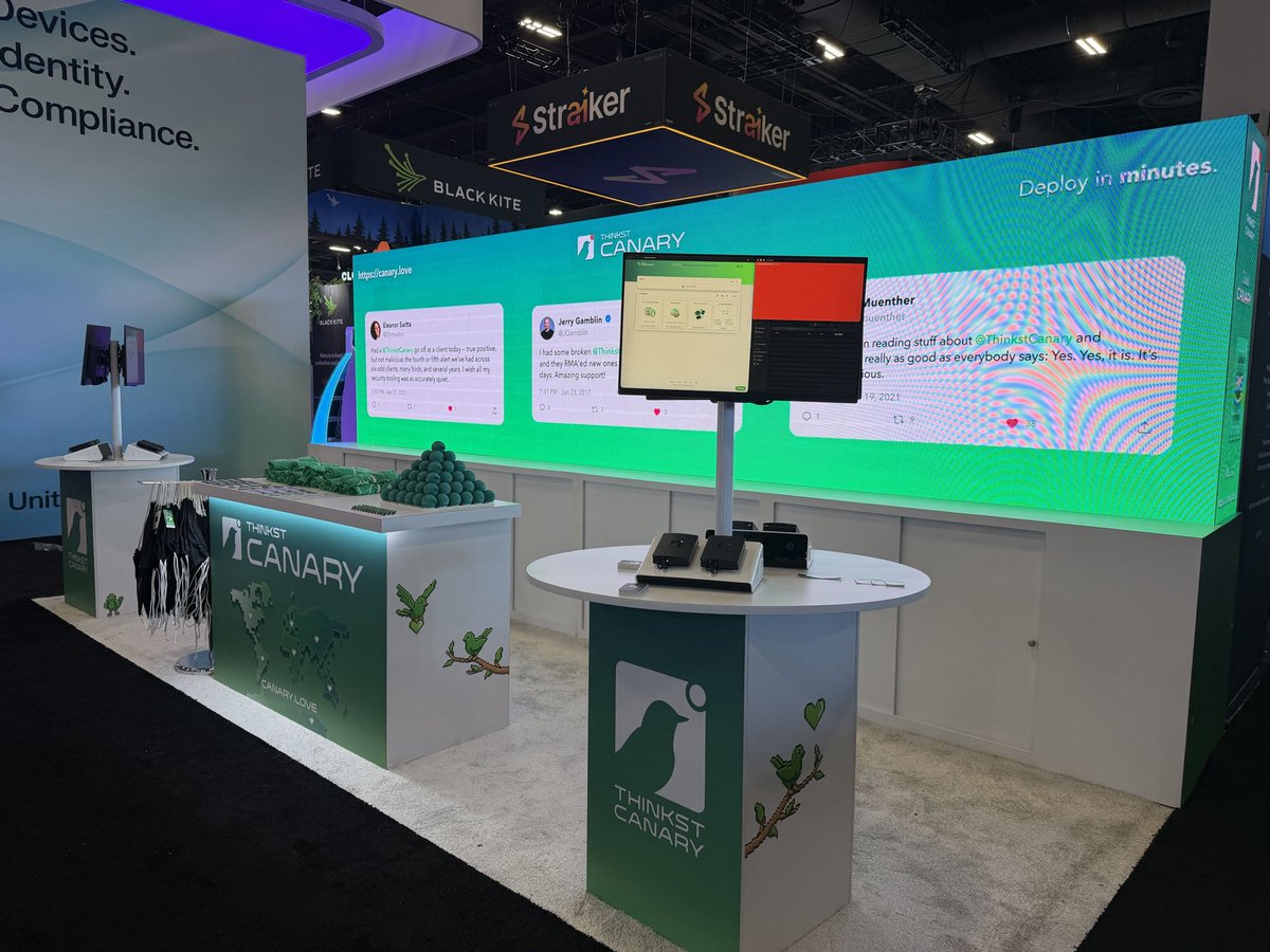 ThinkstCanary's tweet photo. At BlackHat, and want to talk about detection that “just works” ?

Pop by our booth (2767) and find out why some of the best security teams in the world run @ThinkstCanary https://t.co/2Z7ONGkVmX