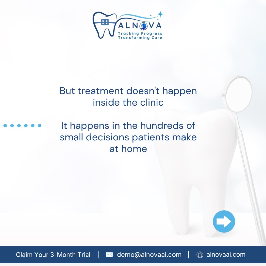 AlnovaDental's tweet photo. The clinics that deliver the best patient experiences keep patients connected between every appointment.
That's the difference Alnova AI is building.
To learn more, send a DM to book a demo
#AlnovaAI #DentalPractice #Orthodontics #PatientEngagement https://t.co/GLcveQ0Zpk