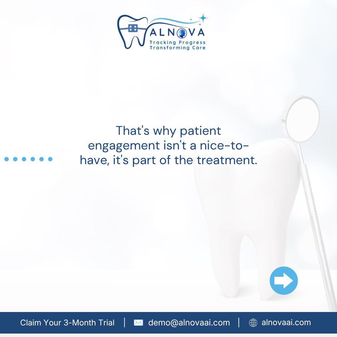 AlnovaDental's tweet photo. The clinics that deliver the best patient experiences keep patients connected between every appointment.
That's the difference Alnova AI is building.
To learn more, send a DM to book a demo
#AlnovaAI #DentalPractice #Orthodontics #PatientEngagement https://t.co/GLcveQ0Zpk