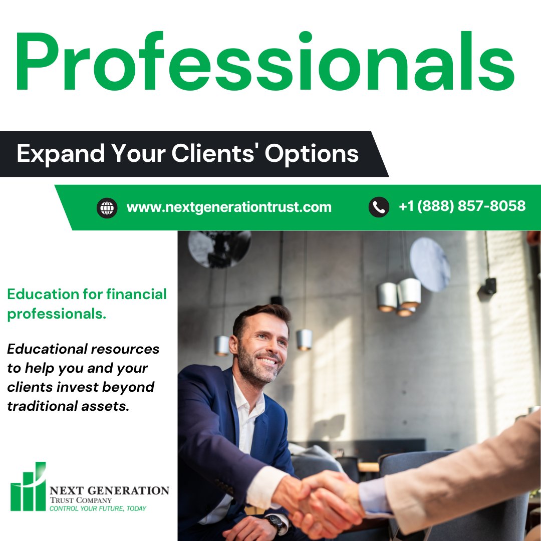 NextGenTrustCo's tweet photo. Our professional resources page connects investors with service providers across a variety of specialties, including valuation services, non-recourse lending, cryptocurrency exchanges, precious metals resources, &amp; more.

Learn more: https://t.co/yueCDTx7MR

#SDIRA #NextGeneration https://t.co/S5OxpptI3N