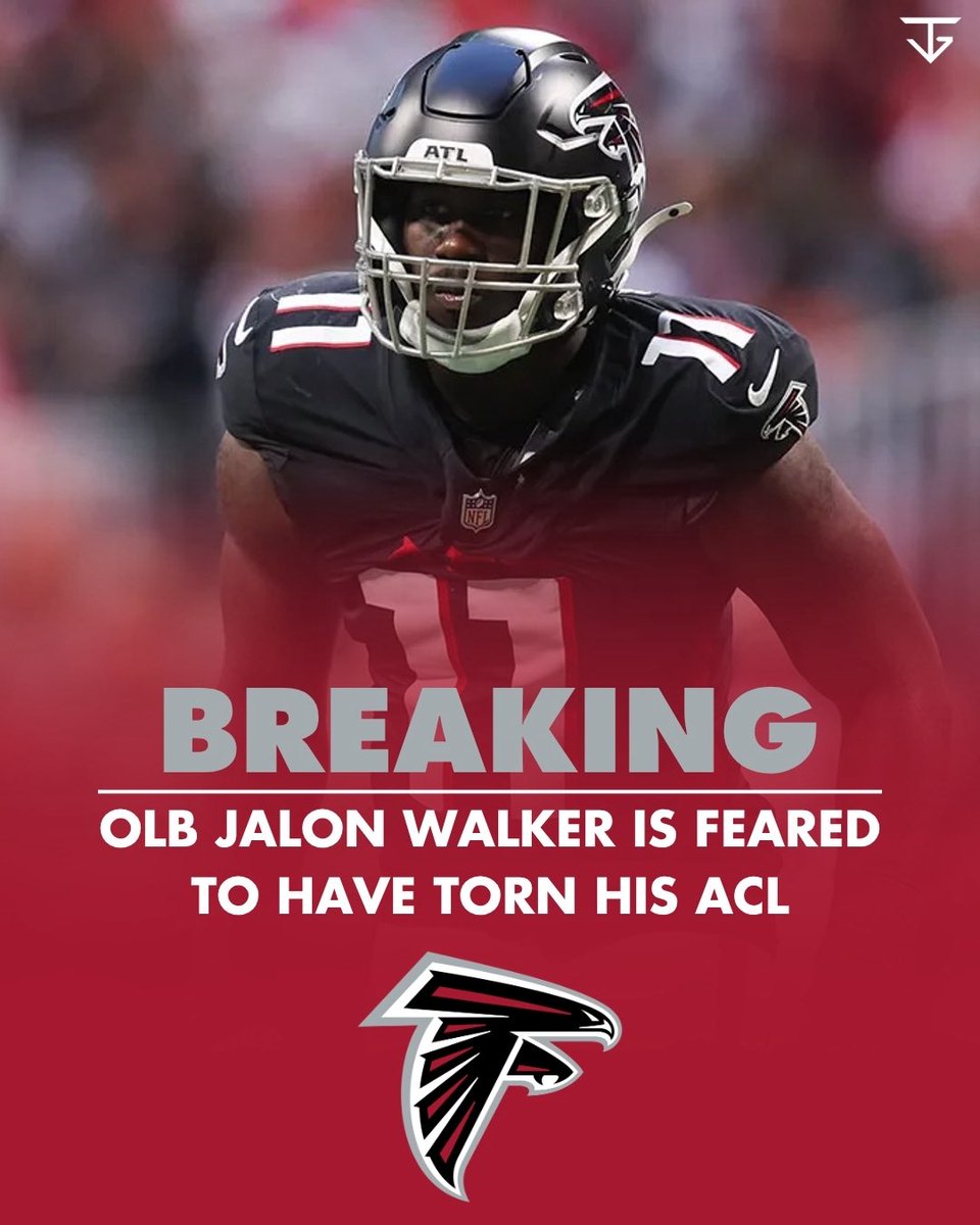 flaccodicaprio's tweet photo. Atlanta Falcons OLB Jalon Walker is feared to have torn his ACL at practice today. 

The 2025 No. 15 overall pick will miss the entire 2026 NFL season. 

#JalonWalker #Falcons #AtlantaFalcons #ACL #NFL https://t.co/XaQgOeLMfg