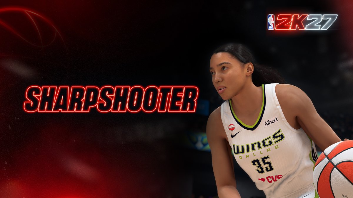 NBA2K's tweet photo. @UnrulyBadx You’re a Sharpshooter! 

They can’t guard you. 
You’re a shooting specialist with a deadly jumper that’s cash from anywhere on the court.

Reply #Timeout to opt out. https://t.co/noBHe2uArc