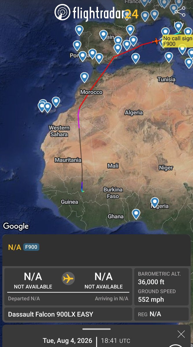 Borrowed7Time's tweet photo. Compagnia Aeronautica Italiana Falcon F900LX I-NEMO #300500 as CPI041, used by the Italian foreign intelligence service "AISE", returned to Rome from Bamako. Aircraft arrived earlier today. 
@sipjack1776 @LadyAstroJet @PierreDavideB @fabsenbln https://t.co/zZl2fv6DpT