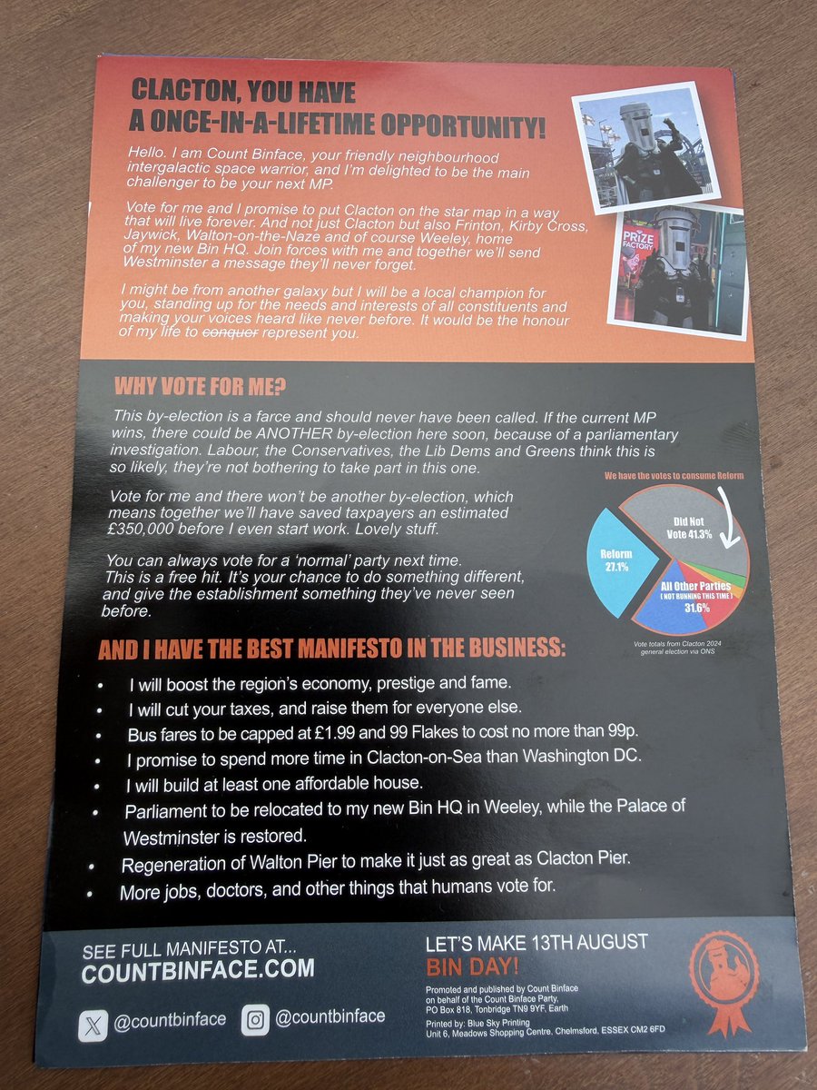HeIsTheCuz's tweet photo. got my Binface leaflet today and it genuinely feels like I’ve been visited by Santa https://t.co/oR34p85yCh