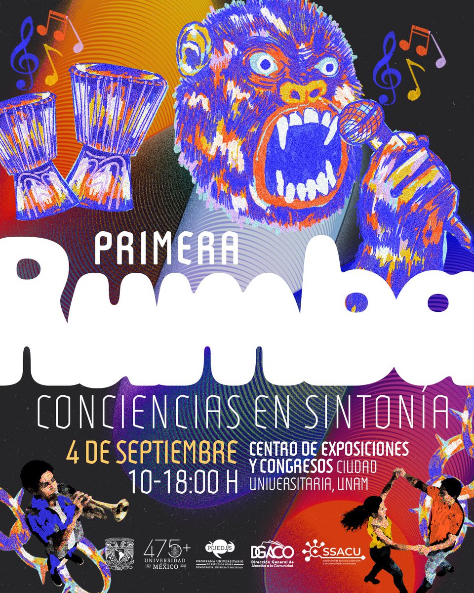 JohnMAckerman's tweet photo. ¡Ven a bailar con nosotros! 🎶 La UNAM está por vibrar como nunca.⚡

El @PUEDJSUNAM quiere verte este 4 de septiembre para celebrar la primera edición de Rumba: Conciencias en Sintonía. Con la música de @comisaurio y @LosVaguens, viviremos una jornada para reconocer el talento universitario con conciertos, competencias, actividades y una comunidad lista para hacer historia.

Te esperamos en el Centro de Exposiciones y Congresos de Ciudad Universitaria.

Regístrate en el siguiente link.🎟️

https://t.co/oe3D2cMrOj

Nos vemos en la Rumba🤘

#MásRumbaMásComunidad #ConcienciasEnSintonía