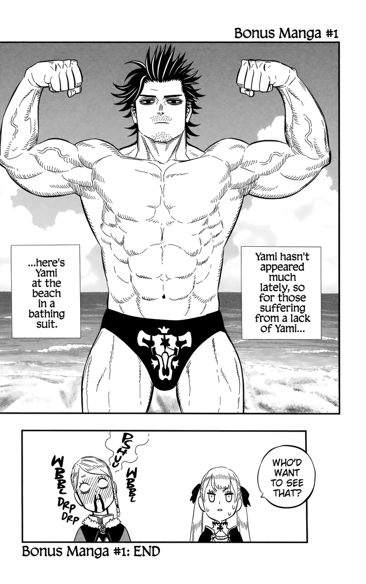 nite_baron's tweet photo. [🧵 THREAD] - collection of every #BlackClover comedic extra page... 

swimsuit Yami and the "dark hot pot" 🫣 https://t.co/B1CpKpXRo5