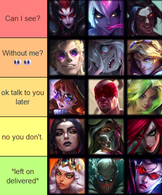 SaskioLoL's tweet photo. champion's reactions when you tell them that you need to take a shower https://t.co/w6O4fm7rM0