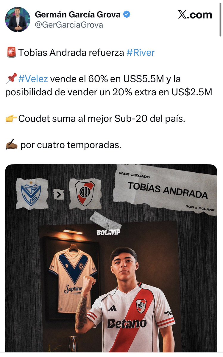 RiverSincero's tweet photo. @GerGarciaGrova vos sos periodista que cubre a River? O opinás como hincha?
Porque el rol de un periodista es INFORMAR, y decir “el mejor sub-20 del país” claramente es una opinión. Y en un momento donde la dirigencia es tan criticada, “informar” con una opinión positiva no parece tan profesional..
Aver si disimulás un poquito más… estás tomando por pelotudos a todos lo hinchas de River.