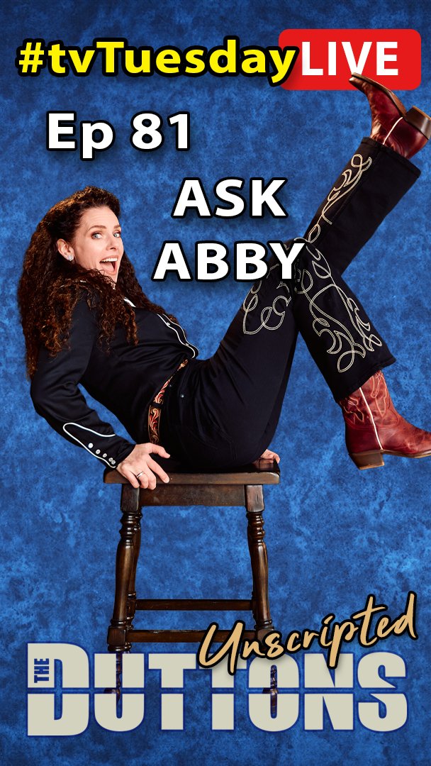 Duttons's tweet photo. It's TV Tuesday with ABBY.  We will be going live on facebook, tiktok and youtube at 6:30pm.  Post your questions now and let's see what Dear Abby has to say - unfiltered and LIVE.
#TVTuesday #dearabby #TheDuttons #LiveShow https://t.co/7W030KM5jI