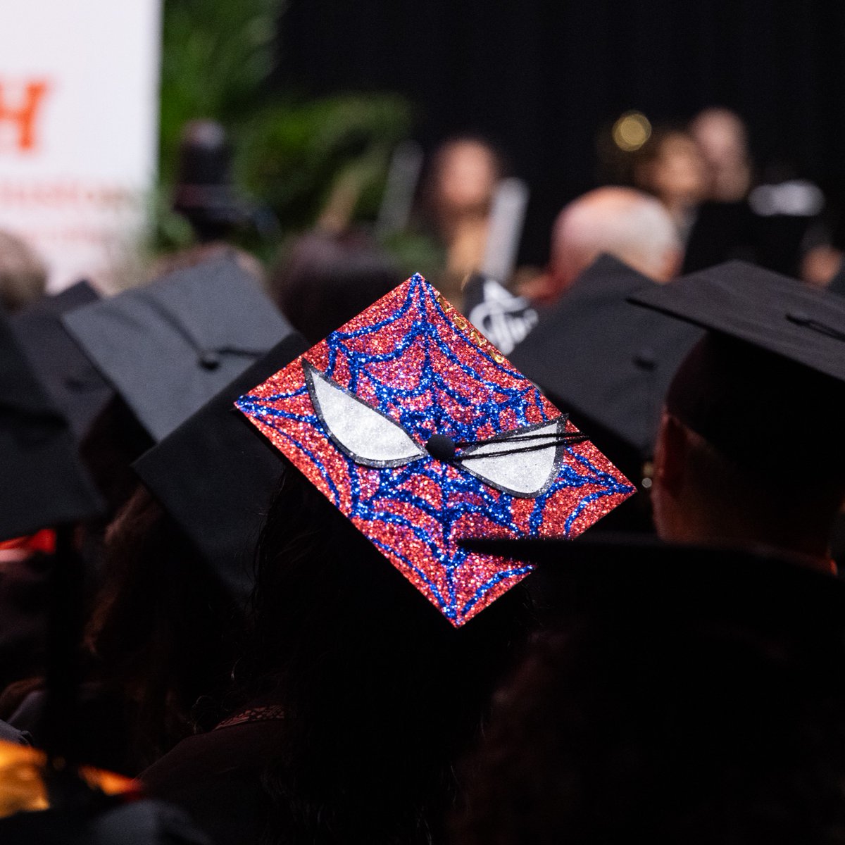SamHoustonState's tweet photo. Our Spidey-Sense couldn't ignore these graduation cap designs 🕸️

Check out the full Flickr albums from the Summer 2026 Commencement Ceremonies here: https://t.co/boT7pThNoT

#GraduationCaps | #SamHoustonState https://t.co/Jbo6lJ7KUy