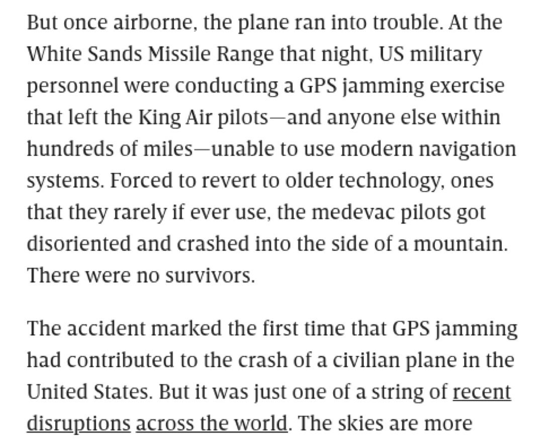 TheMaineWonk's tweet photo. Um…. Why aren’t We SCREAMING about this? 

US Military accidentally killed everybody on a civilian Medevac Flight in New Mexico while testing GPS jamming device. 

https://t.co/B7mv7SEpCy https://t.co/gZjts6igDp