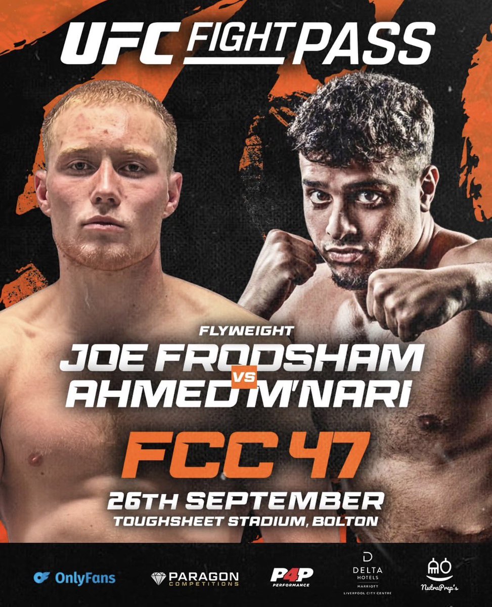 mmaprospecthub's tweet photo. 2 New huge fights booked for #FCC47
Former Immaf worlds gold medalist, and amateur FCC Bantamweight Joe Frodsham (13-3 Amm) is set to make his pro debut against Ahmed MโNari (4-4) https://t.co/HR83B9qTbW