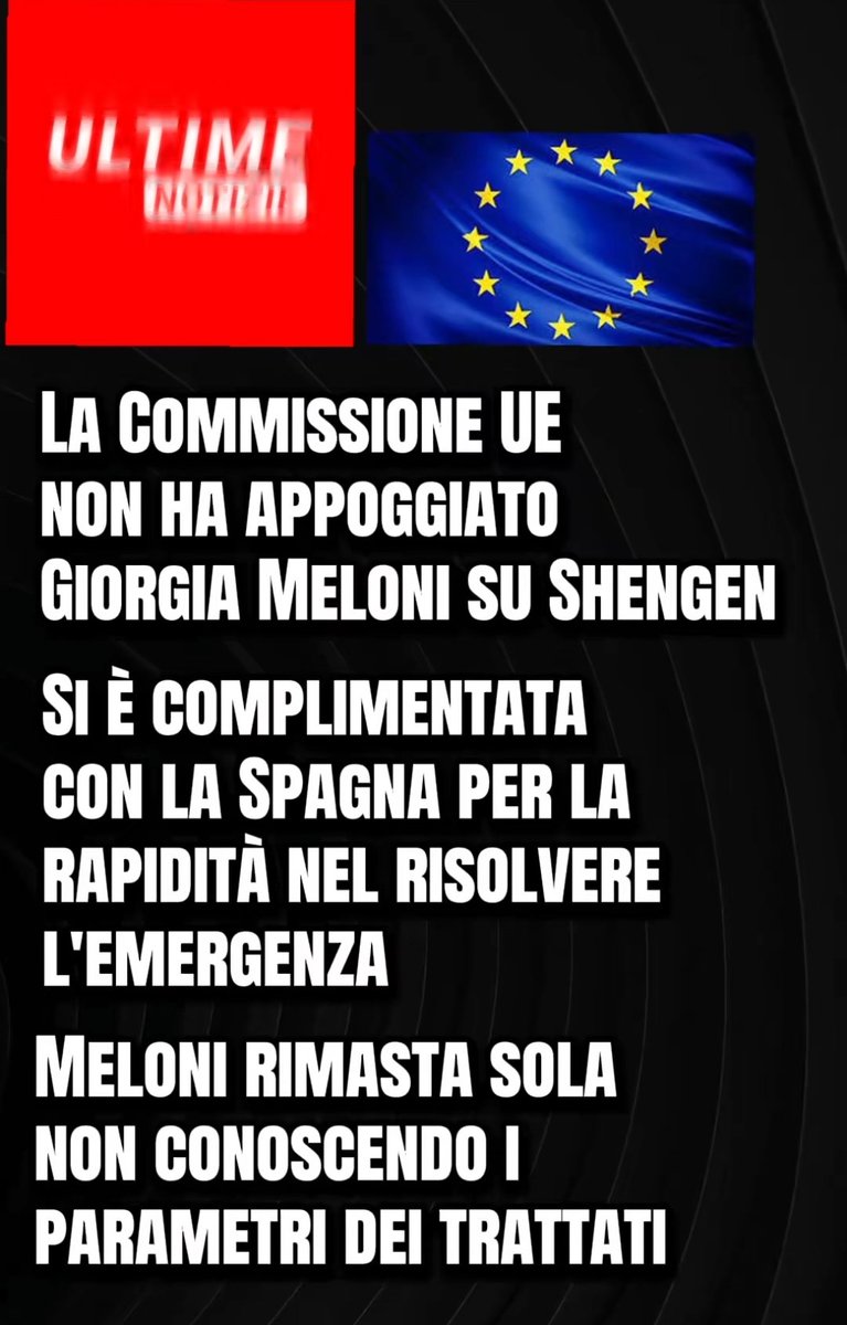 AttentoAlTweet's tweet photo. @Giorgiameloni è stata politicamente umiliata da tutta europa. Su iniziativa della Meloni, ben 22 Paesi hanno chiesto una riunione urgente dei ministri dell’Interno dell’Unione europea per complimentarsi con Pedro Sanchez per come ha gestito la crisi spagnola. E Meloni MUTA
#800A https://t.co/jdrGUFHwsS