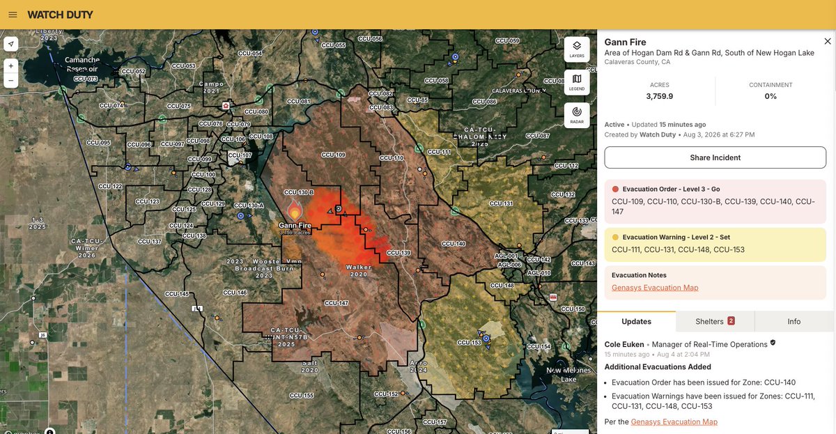Weather_West's tweet photo. The #GannFire, burning upslope in the Central Sierra foothills west of Angels Camp, is gaining a bit of a foothold despite the lack of extreme fire weather conditions at the moment (though it is quite hot and dry), and has forced some expanding evacuations. Why? #CAwx #CAfire https://t.co/9DtawFt3ON