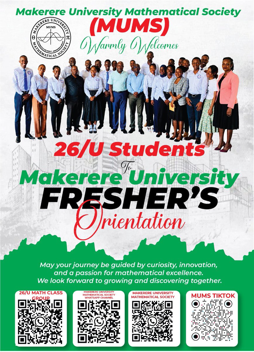 mumsmak's tweet photo. Welcome, 26/U freshers @
@Makerere !

MUMS is blessed to receive you. 
Get ready for a year of curiosity, innovation, and brilliance.

Join our WhatsApp group: https://t.co/uQ1X0xvQot
Follow us on TikTok: https://t.co/wbMAWFtup0

#MUMS #MakerereUniversity #Freshers2026 https://t.co/DZL6q1Rcym