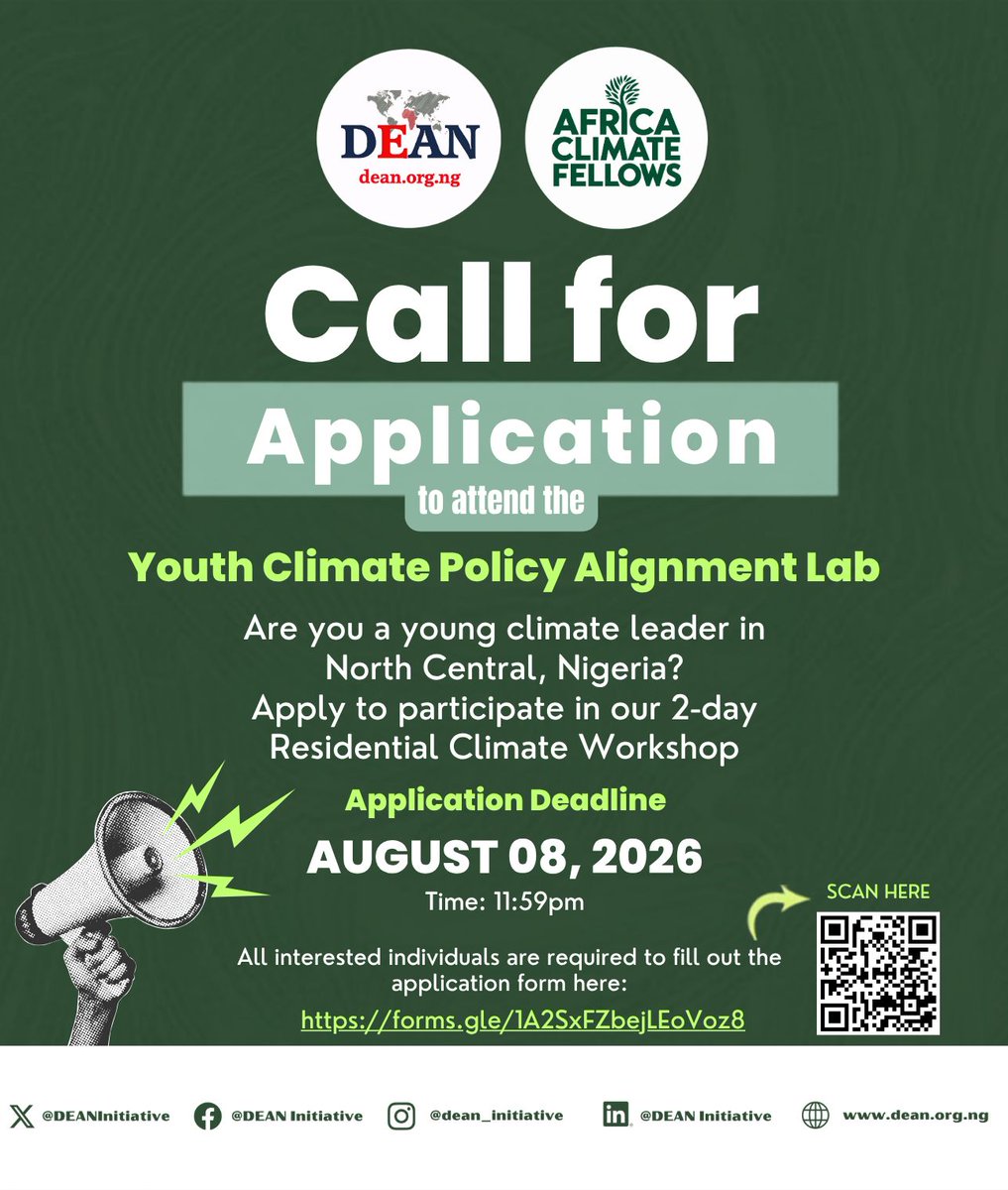AfCliFellows's tweet photo. 🚨 FULLY FUNDED!
CALL FOR APPLICATIONS | YOUTH CLIMATE POLICY ALIGNMENT LAB
✅ 2-day Residential Workshop
✅ Learn from experts and policy practitioners
✅ Network with like-minded young climate leaders

📍 Apply here: https://t.co/5nOelijECf

#YouthClimatePolicy #ClimateAction https://t.co/pcghMFVxJa