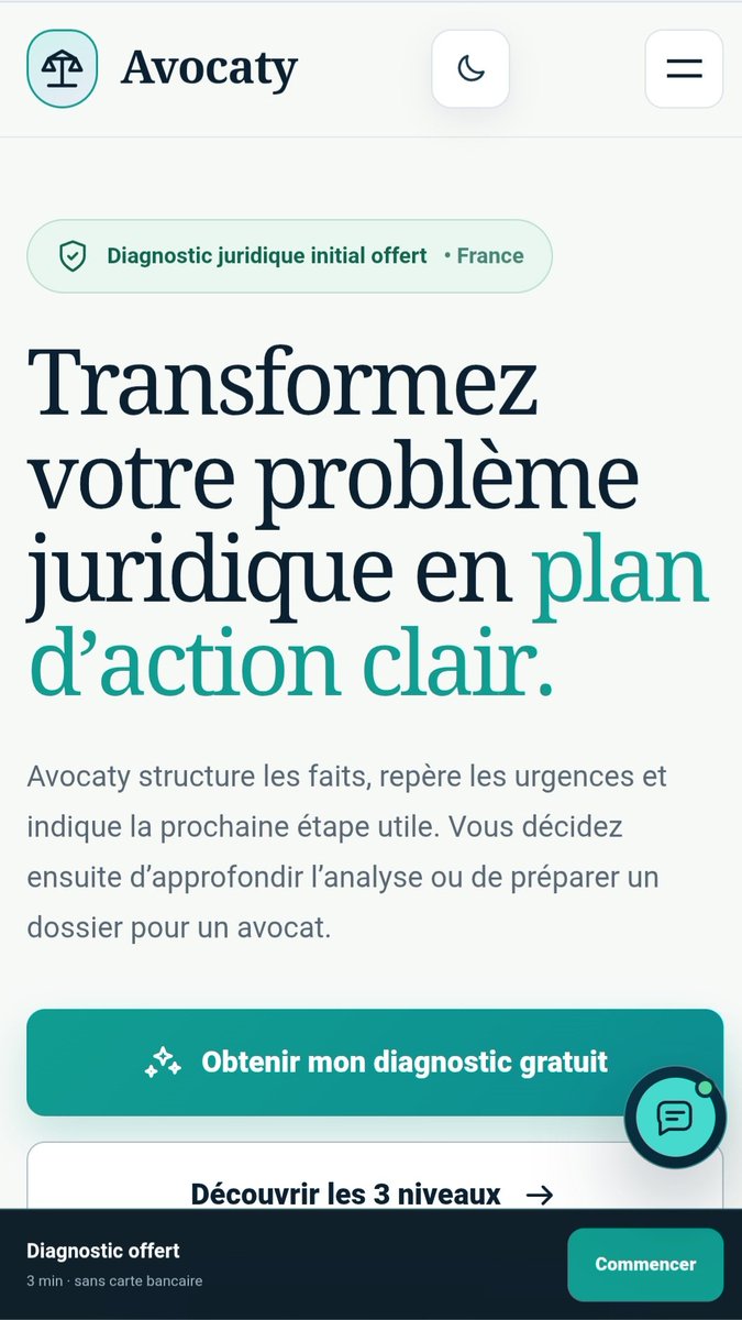 sooaffily's tweet photo. Un document juridique difficile à comprendre ? ⚖️

Avocaty analyse vos PDF, Word et images, extrait les points à vérifier et structure votre situation à partir de sources officielles. 🔐

👉 Découvrez Avocaty : https://t.co/LTxBR8Zbap

#Avocaty #LegalTech #AssistantJuridiqueIA https://t.co/yJZvrkNIRh