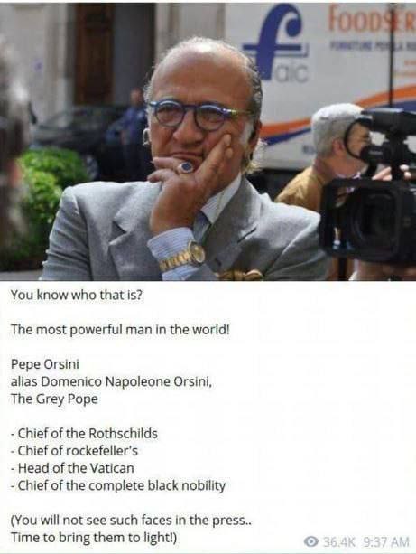 LuisRod96116804's tweet photo. El tipo de la foto* es el líder de la Nobleza Negra del planeta. 

Jefe de la Nobleza Negra al completo, jefe del Vaticano, jefe de los Rothschild y Rockefellerd 

*Foto compartida por COBRA, septiembre 2023

➡️Sigue leyendo en https://t.co/wVIv0xZ8Px https://t.co/vNz2jErs68