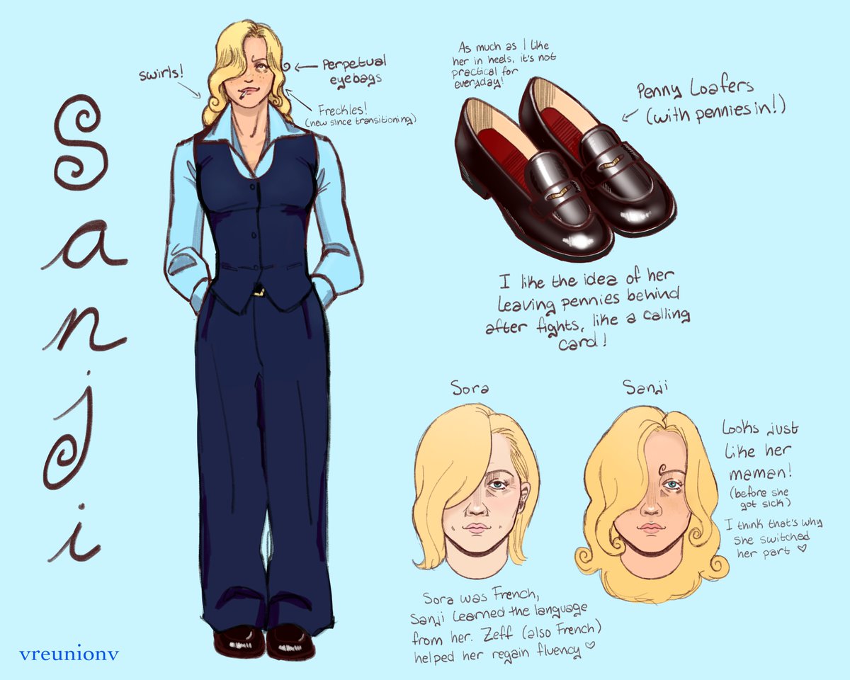 vreunionv's tweet photo. Personal Straw Hat headcanons (2/10): Sanji, who I see as a trans woman! #sanji https://t.co/9w7bomjdWY