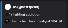 nettchive's tweet photo. Nettspend has recently went public about his dr*g addiction saying "im 19 fighting addiction" and "5 days sober".. after 10 minutes both were deleted. We all believe in you nett❤️ https://t.co/F1AI58NfmV