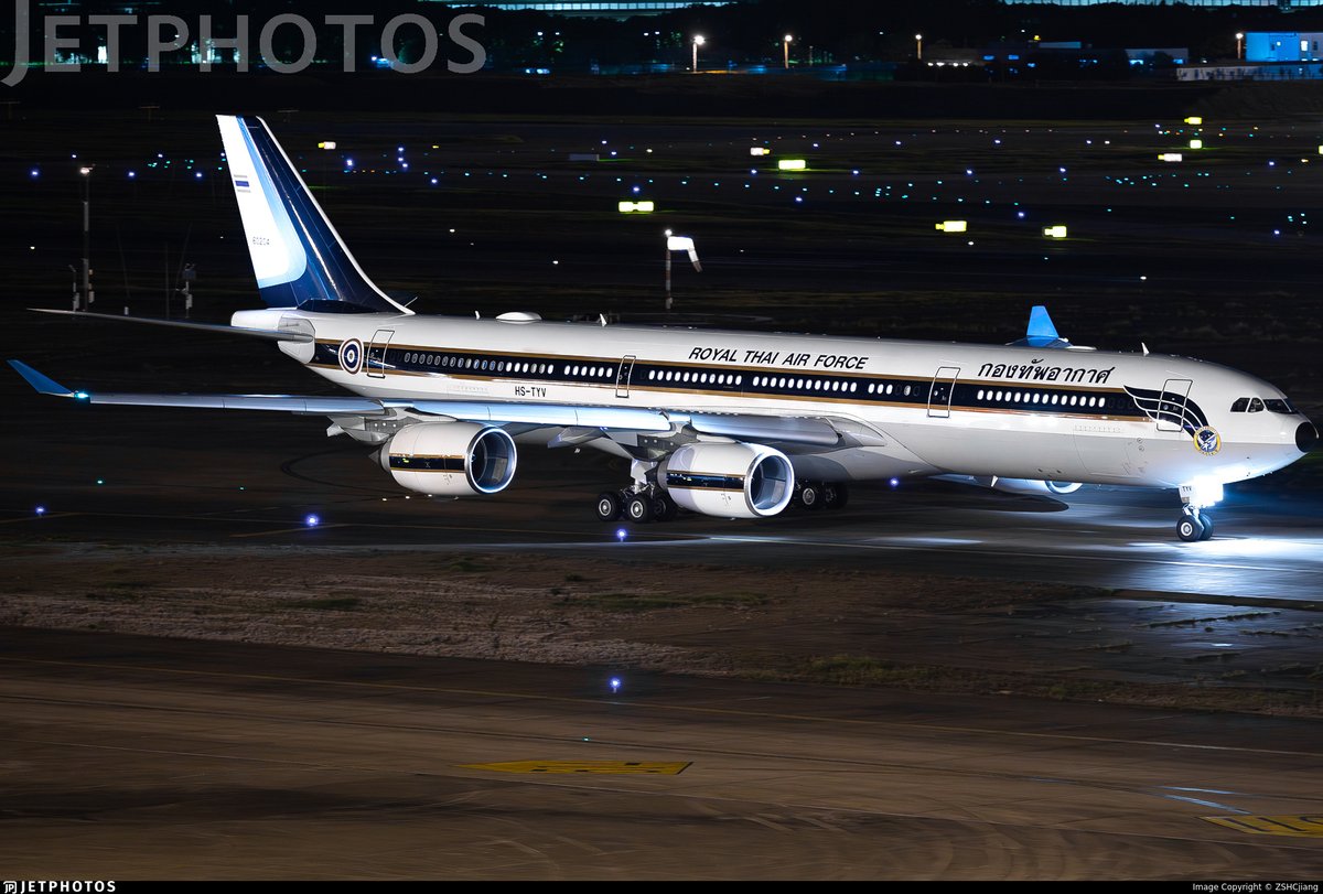 JetPhotos's tweet photo. A Royal Thai Air Force A340-500 in Shanghai. https://t.co/ECB08KAi9v © ZSHCjiang https://t.co/RnfE8XEg25