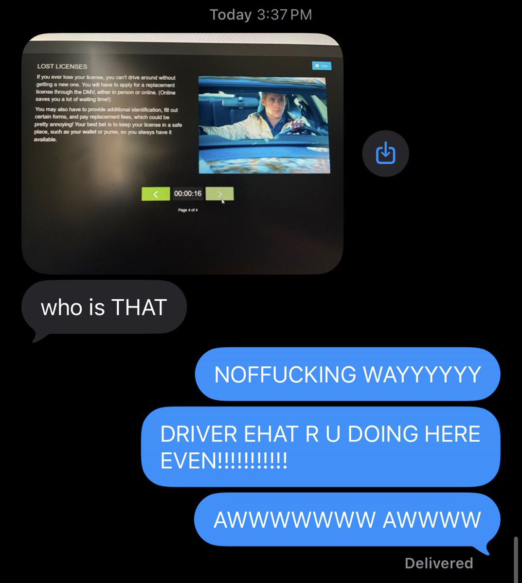 jaymoeba's tweet photo. my 16 yr old sister just started driver’s ed https://t.co/DZIPEetDT1
