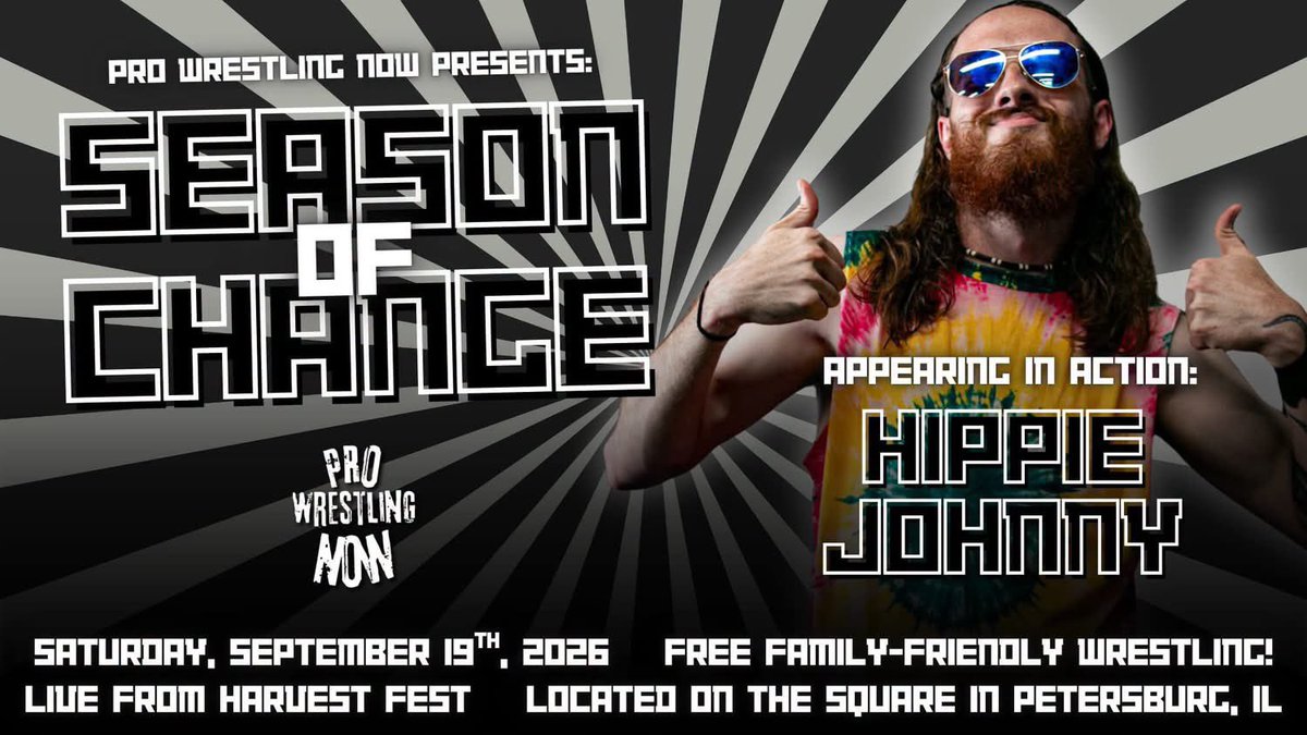 PWN_NOW's tweet photo. Harvestfest Petersburg, Illinois will be a blast for the whole family! We have some great talent set to appear at "A Season of Change" like everyone's  favorite cool cat Hippie Johnny. https://t.co/2uYkb9xcdo