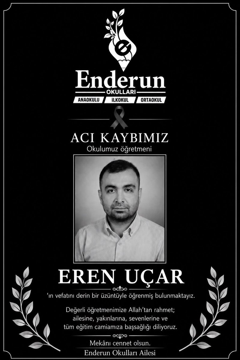 omer_derin's tweet photo. Kurumumuzun saygın eğitmenlerinden kıymetli kardeşimiz Eren Uçar, bir süredir tedavi gördüğü hastalık neticesinde vefat ederek hakkın rahmetine kavuşmuştur. Merhuma Allah’tan rahmet, başta ailesi olmak üzere tüm mesai arkadaşlarına ve öğrencilerine sabr-ı cemil niyaz ederiz. https://t.co/kBWFsyIr2R