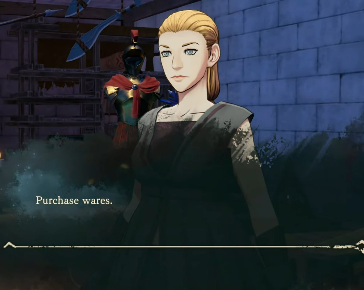ChocolateKieran's tweet photo. This Fire Emblem NPC look like they're about to tell me they're the armored titan. https://t.co/gb28HA0MGq
