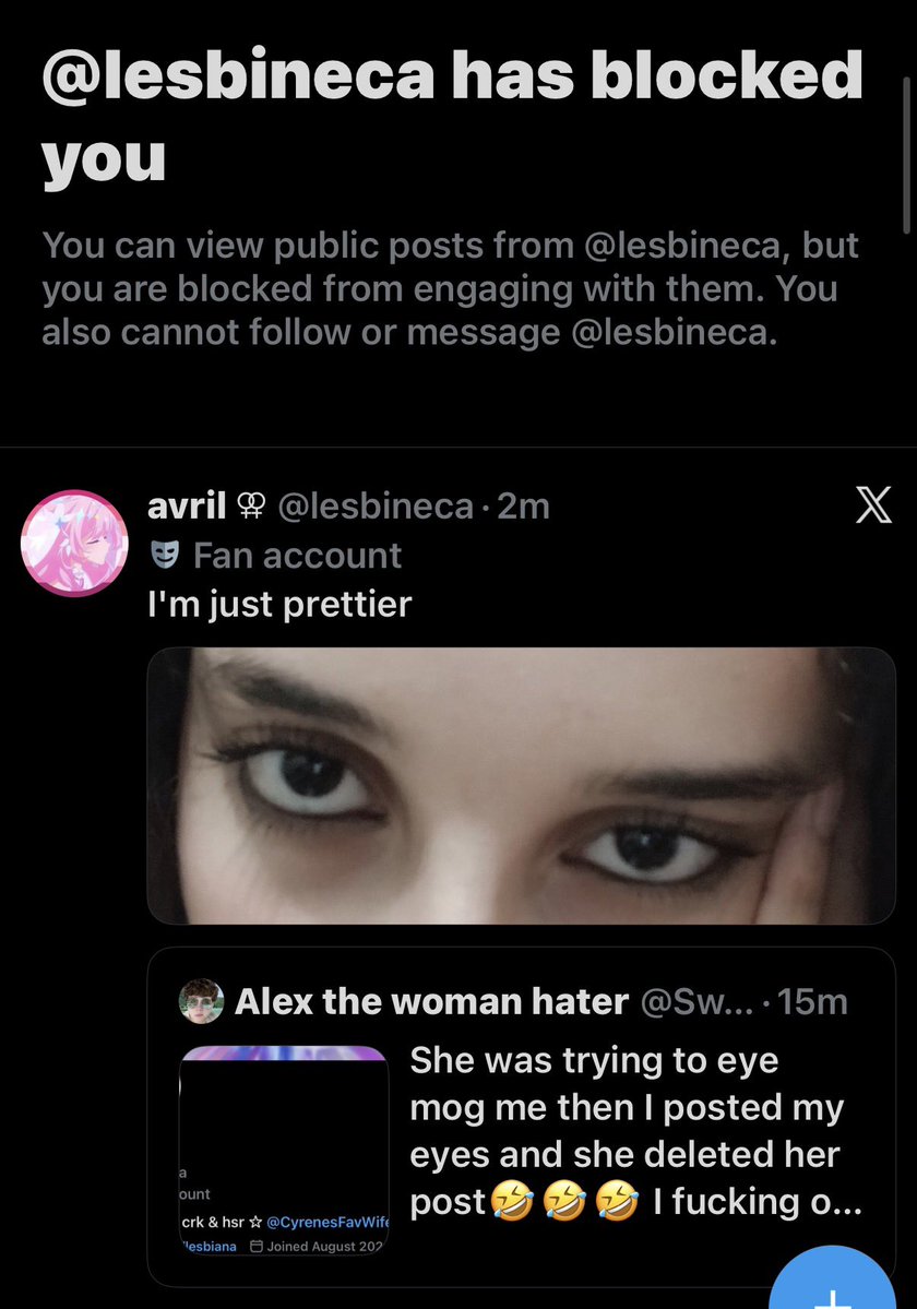 SwrveZxe9's tweet photo. Blocked me like a dog

Anyways I eye mog you. Hairy ass bitch https://t.co/CUwlSuYueR