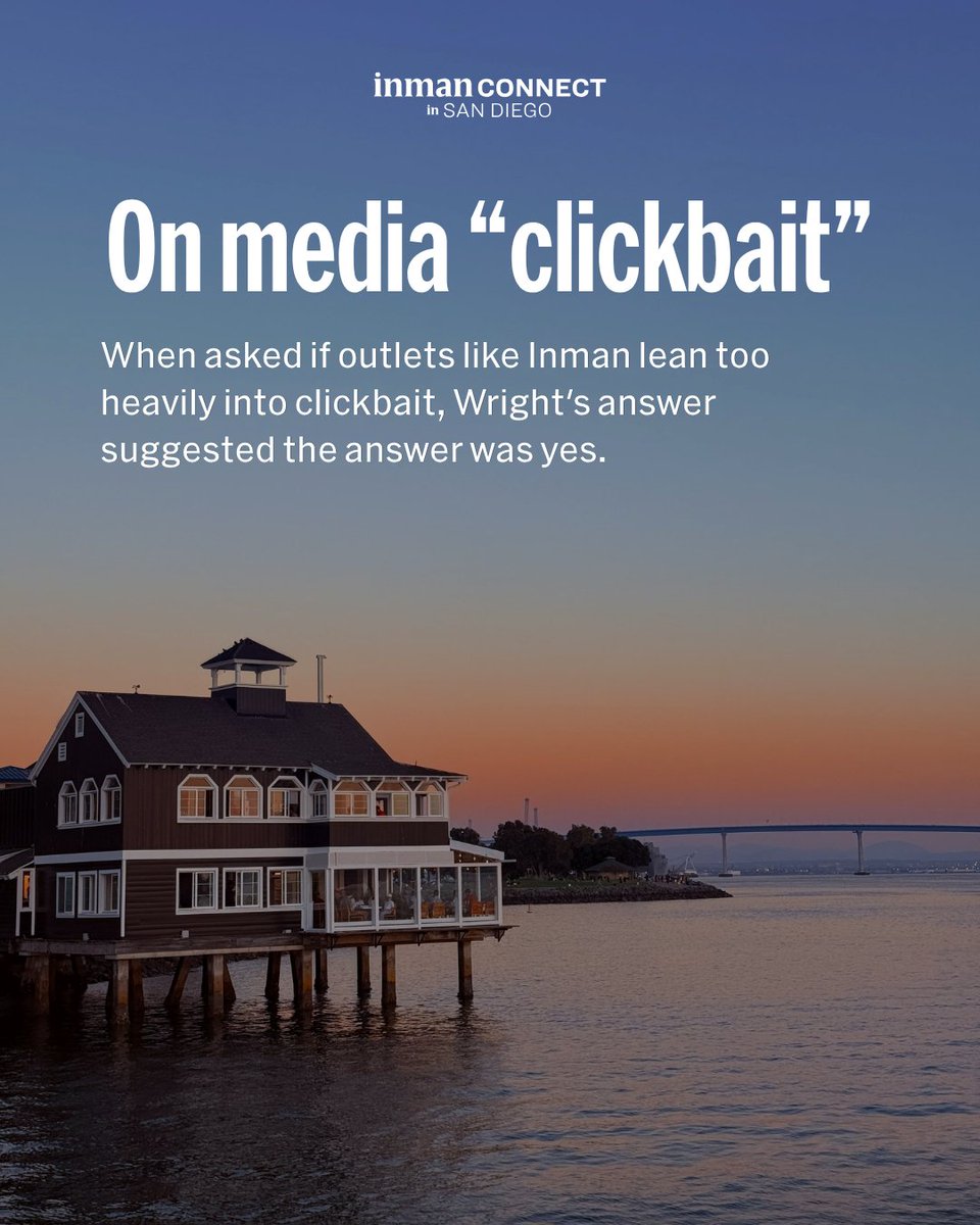 Inman's tweet photo. NAR CEO Nykia Wright didn't hold back at Inman Connect San Diego. Asked if outlets like Inman lean too heavily into clickbait, her answer implied it — without saying so directly.

Full story: https://t.co/xsAYzEK0UD

#NAR #RealEstate #InmanConnect https://t.co/afZz3hEFps