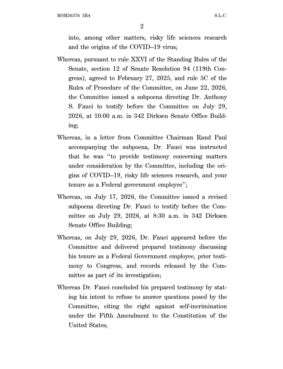SenRandPaul's tweet photo. 🚨DROPPED: My contempt resolution for Anthony Fauci https://t.co/JKiYEbwgtX