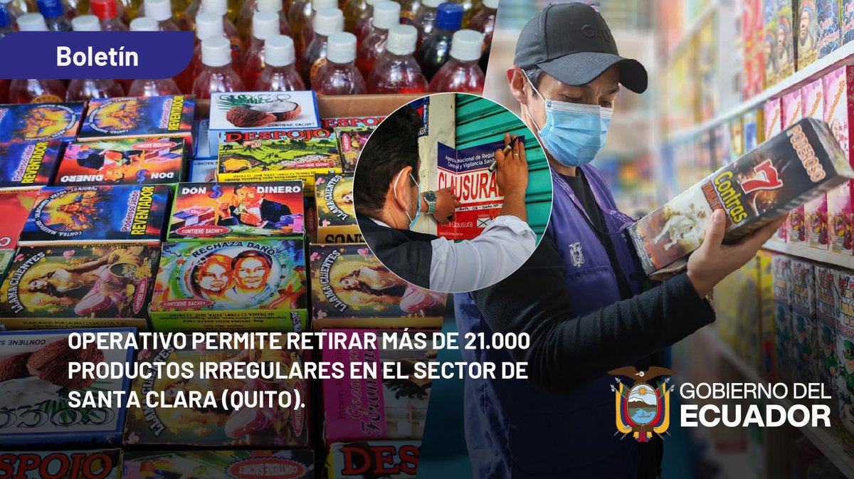 Arcsa_Ec's tweet photo. Más de 21.000 productos irregulares, como cosméticos, artículos higiénicos y jabones esotéricos, fueron detectados en un operativo en el sector de #SantaClara, en el centro-norte de #Quito. 🚨🔮

Boletín en ➡️ https://t.co/r8WneV5ofy 👈🏽

#ArcsaControla ✅
#ElNuevoEcuador 🇪🇨 https://t.co/BXvgKStiYL