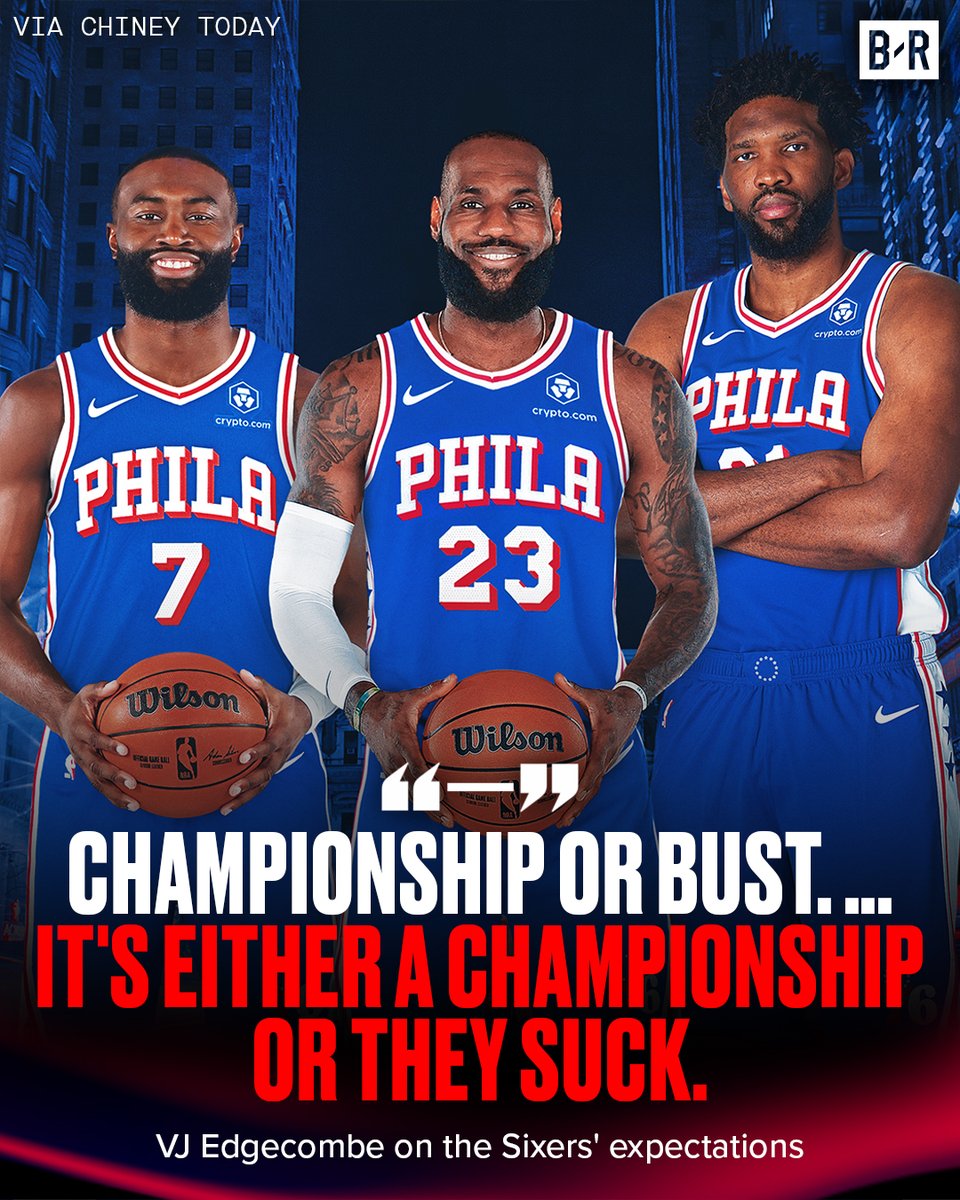 BleacherReport's tweet photo. VJ Edgecombe opens up about the Sixers’ expectations next season 🤔

"Championship or they suck..." 👀

(via Chiney Today) https://t.co/h4GhTX8k8m