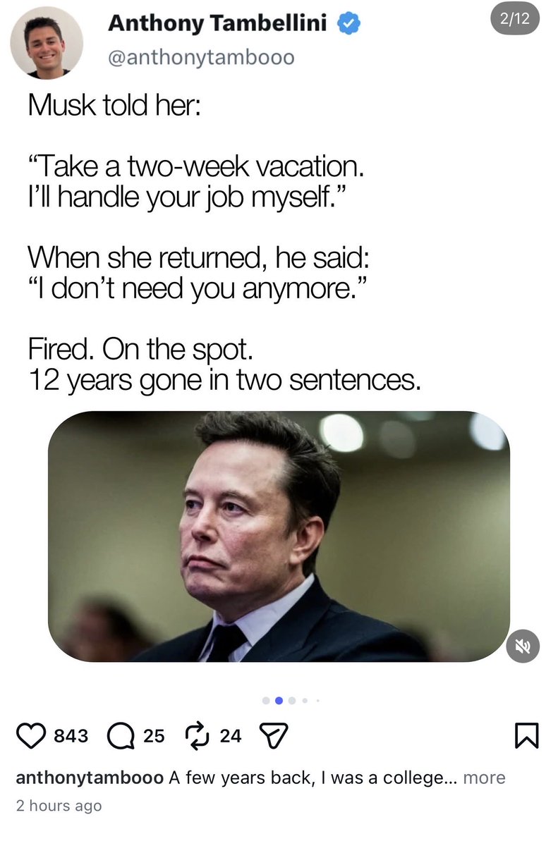 BlindSideNZ64's tweet photo. Hey @elonmusk did this actually happen? Your secretary asked for a pay rise and you said… https://t.co/x8nVtKcZpX