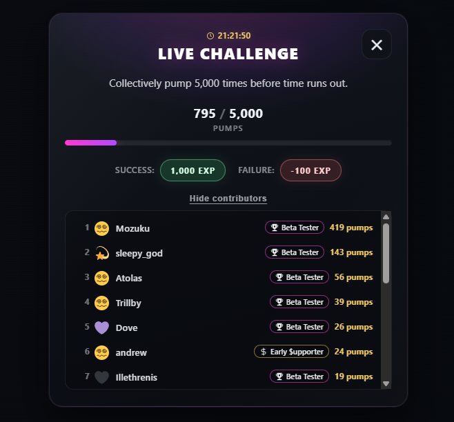 WatchTheSignal's tweet photo. New Feature: Live Challenges ❗️

Subjects must work together to complete a goal, or else all users will be punished.

Pumping for The Signal feels even better when doing it together 🤝 https://t.co/SMvc5C4b65