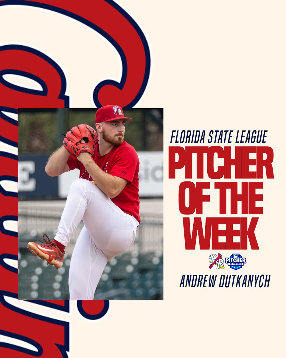 GoPBCardinals's tweet photo. Hats off to our Florida State League Pitcher of the Week, Andrew Dutkanych! https://t.co/ODUGI9d8MG