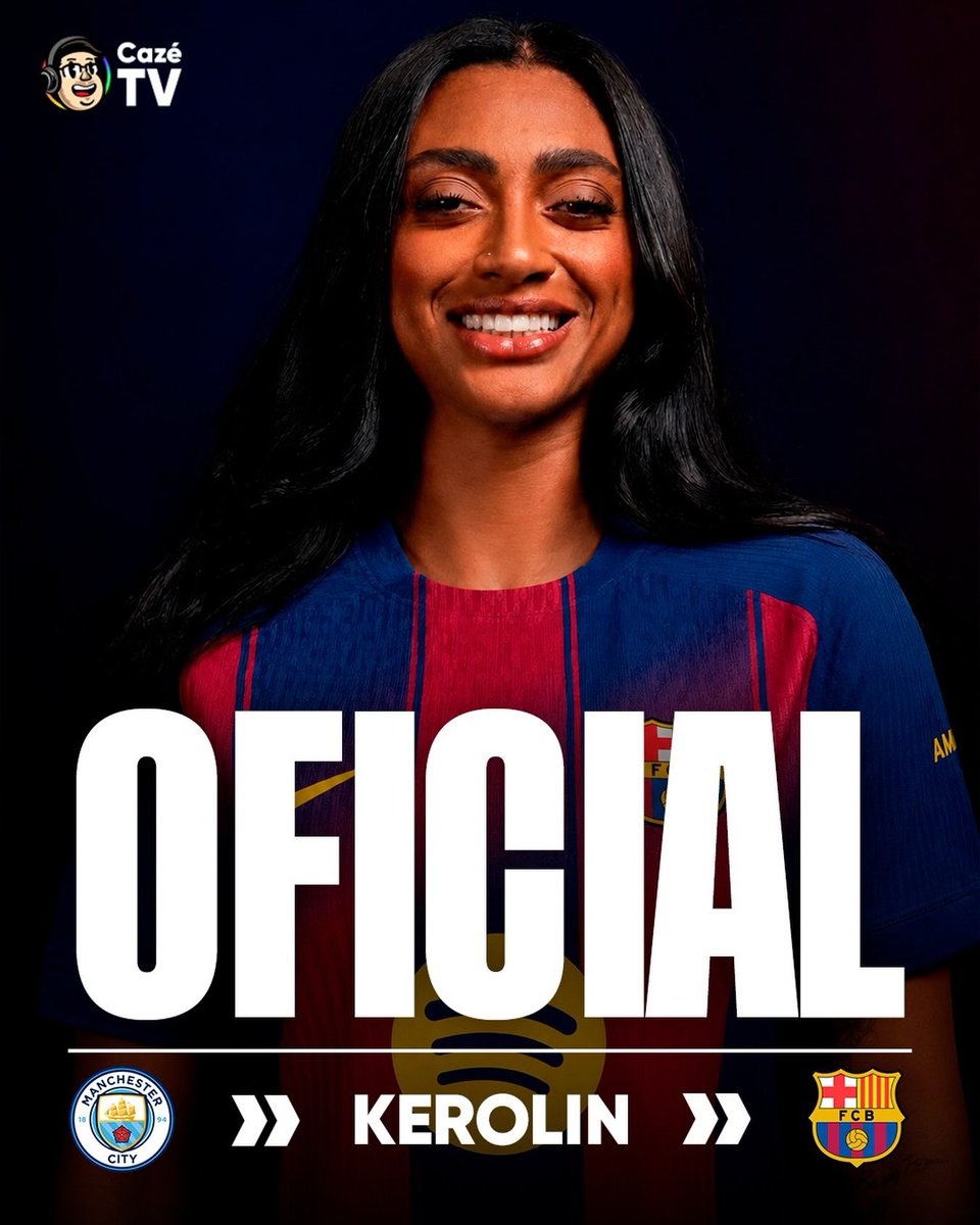 CazeTVOficial's tweet photo. FOI ANUNCIADO E É OFICIAL: A MAIOR TRANSFERÊNCIA DE UMA BRASILEIRA NA HISTÓRIA DO FUTEBOL FEMININO, KEROLIN É DO BARCELONA ATÉ 2030! 🇧🇷💙❤️ https://t.co/zAY0LHZvX8