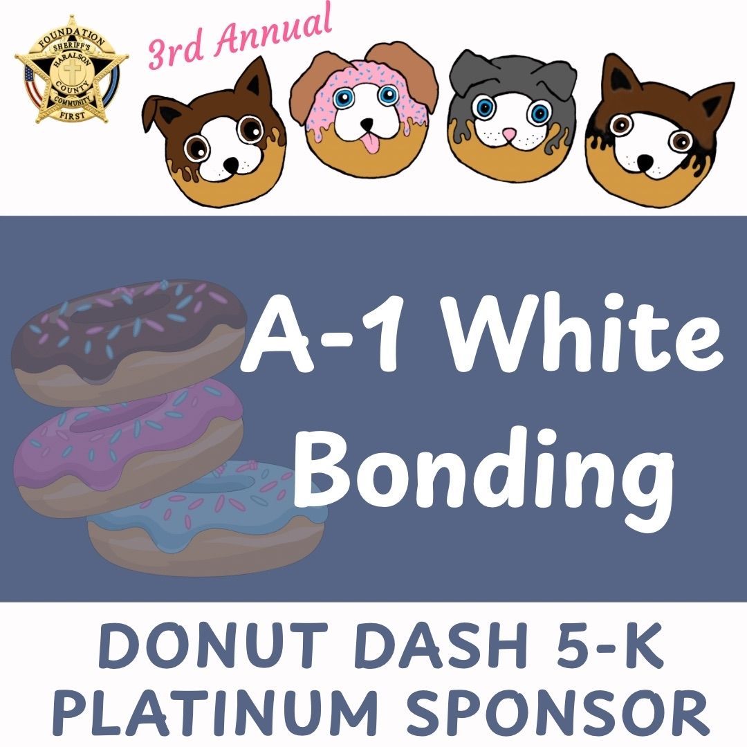 HaralsonSheriff's tweet photo. We would like to thank A-1 White Bonding for being a Platinum Sponsor for the Haralson Sheriff Foundation’s 3rd annual Donut Dash 5K that benefits kids programs!
#DonutDash5K
#A1WhiteBonding
#KidsPrograms
#PlatinumSponsor
#ThankYou
#HSF
#HCSO https://t.co/Ytz7epVP2c