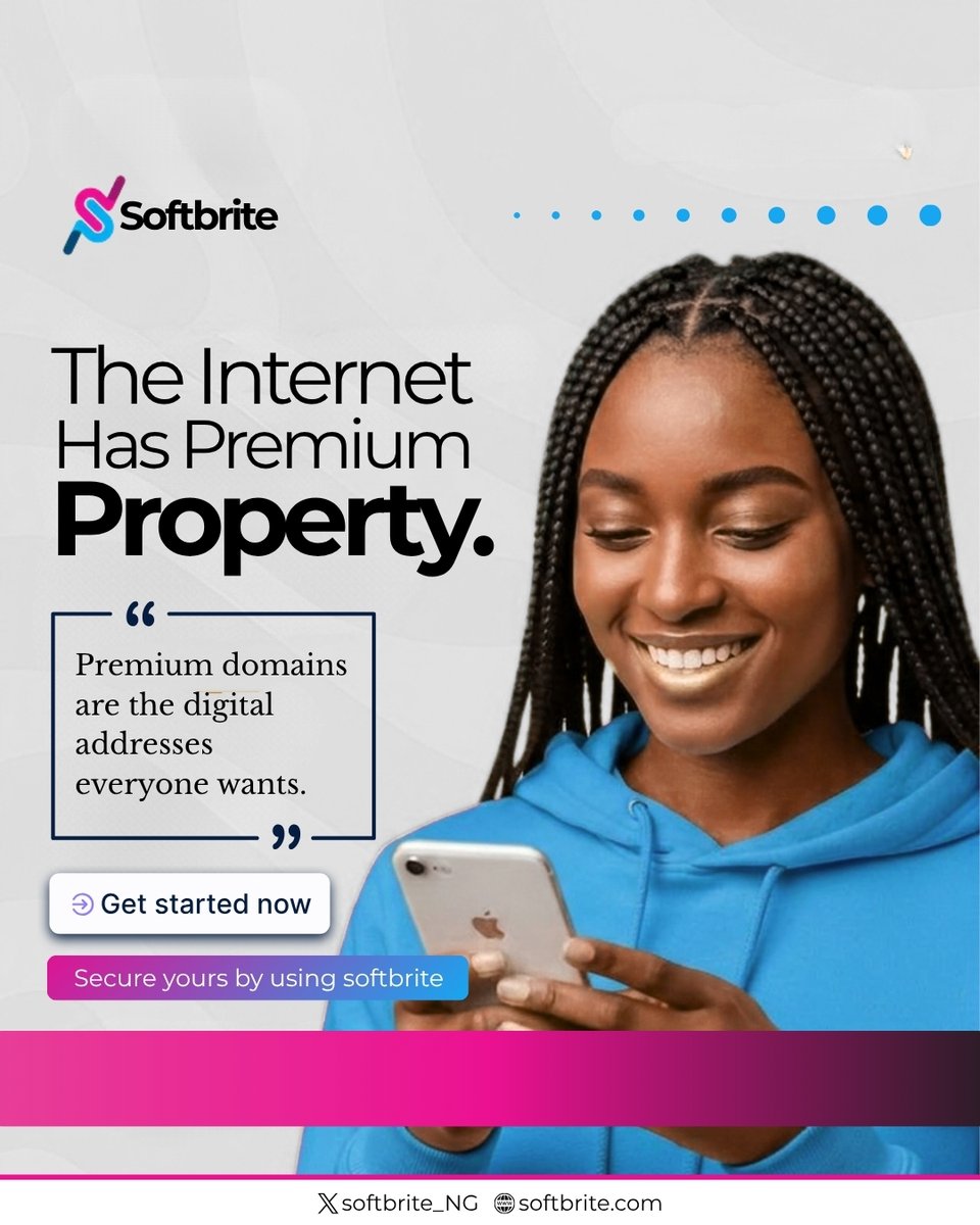 softbrite_NG's tweet photo. The internet has prime real estate, and it’s moving fast. 

Premium domains are the digital addresses everyone wants. Secure high-value web addresses today, and let Softbrite manage the resale for maximum returns. https://t.co/LL8nrzW41x