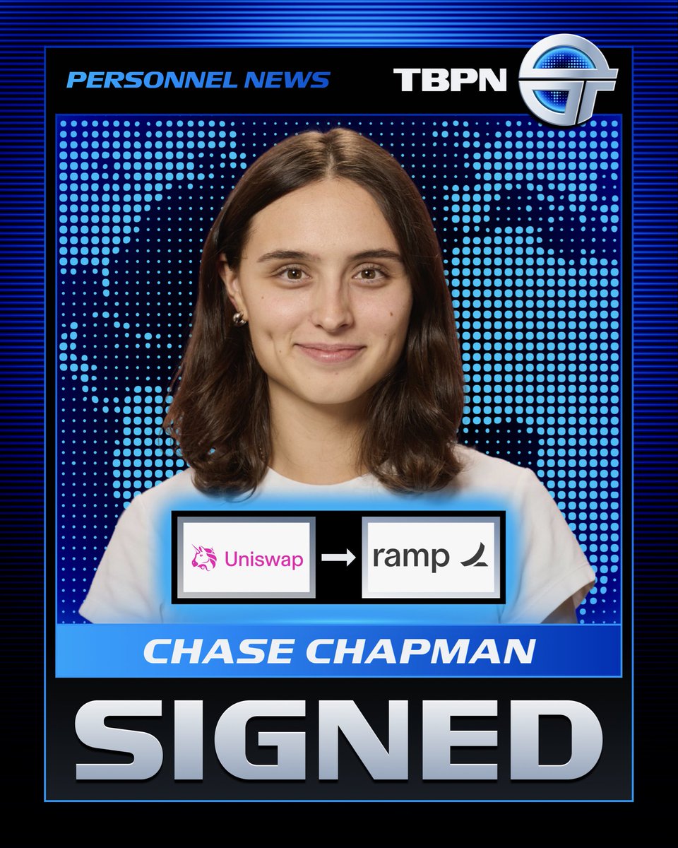 tbpn's tweet photo. BREAKING: @chaserchapman has joined the Brand Marketing team at Ramp https://t.co/IqDQA9naxg