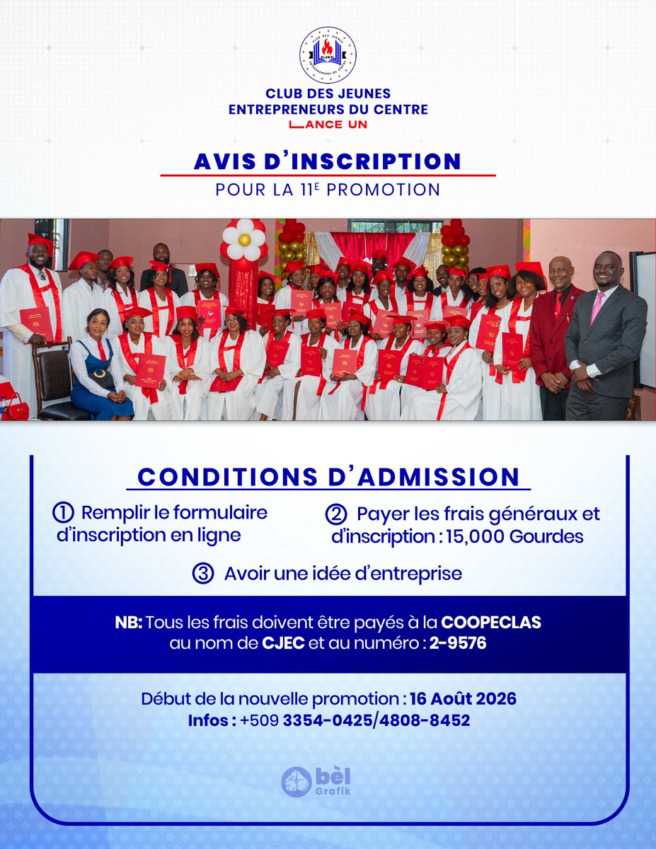 CEJEC019's tweet photo. Ne manquez pas votre chance d'intégrer la 11e promotion du CEJEC, qui débutera le 16 août 2026 ! Réservez votre place dès maintenant en cliquant sur ce lien: 👇🏾
 https://t.co/PaSiIIQceS https://t.co/uoc8Qwazmb